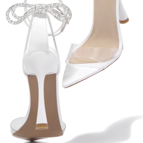 Priscilla rhinestone embellished bow heels miss Lola strappy stiletto - Picture 5 of 9